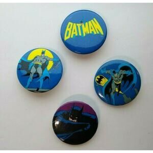 Batman Vintage Pinback Button Badges 4 Original 1980's Licensed Official Bat Man